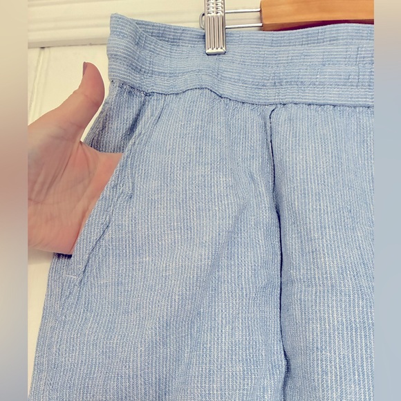 Old Navy Chambray Blue/White Striped Skirt, Drawstring Waist, Notched Hem, sx XL - Picture 4 of 8